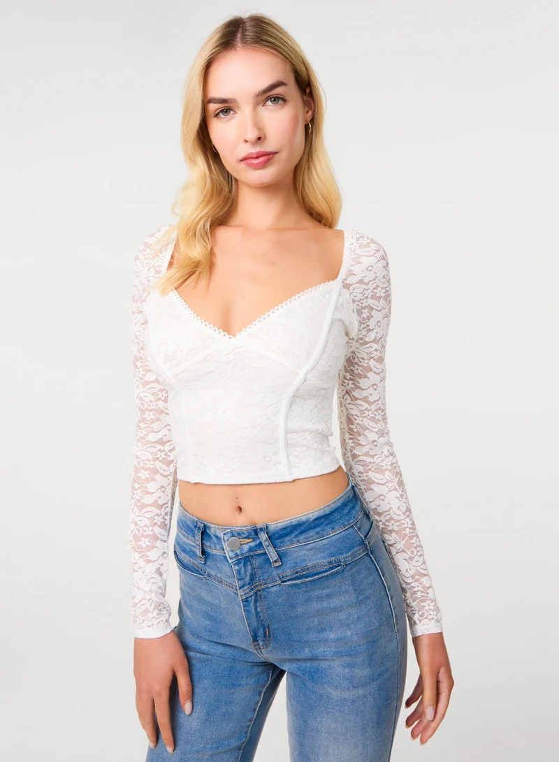 Pink Vanilla Long Sleeve Lace Top